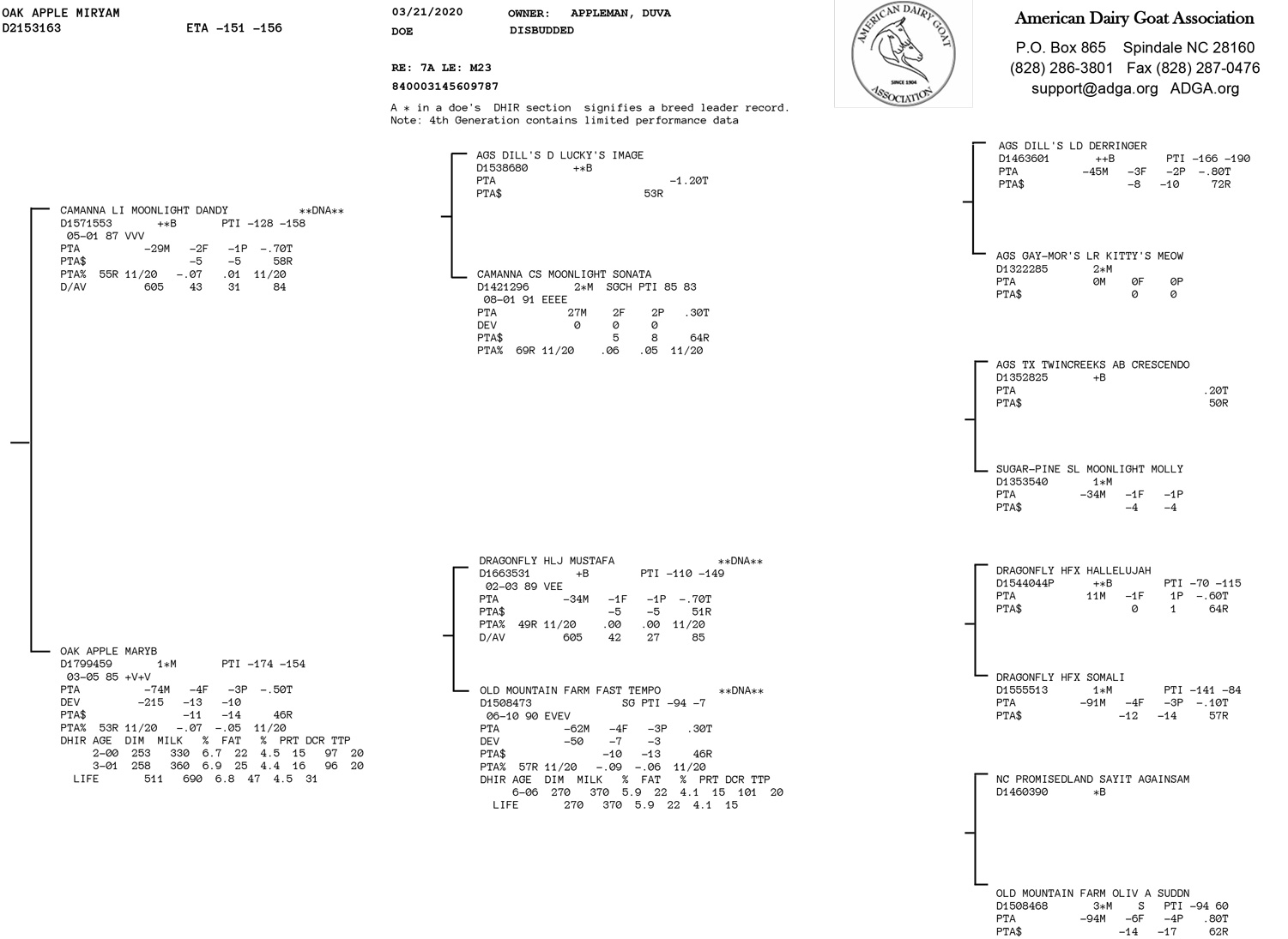 Oak Apple Miryam pedigree